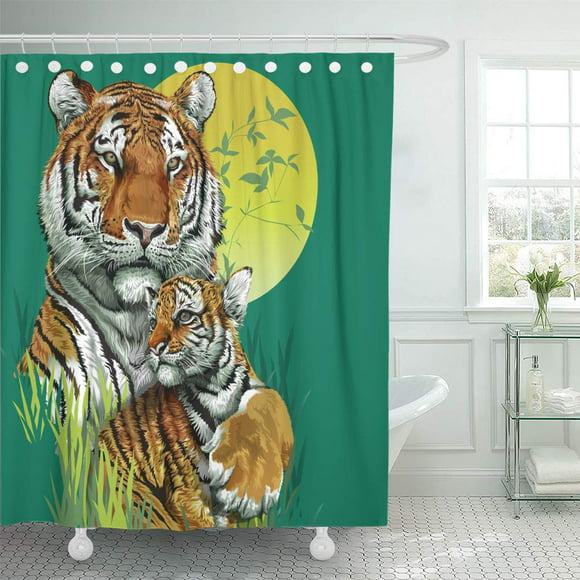 Safari Shower Curtain Siberian Wild Tiger Eye Print for Bathroom
